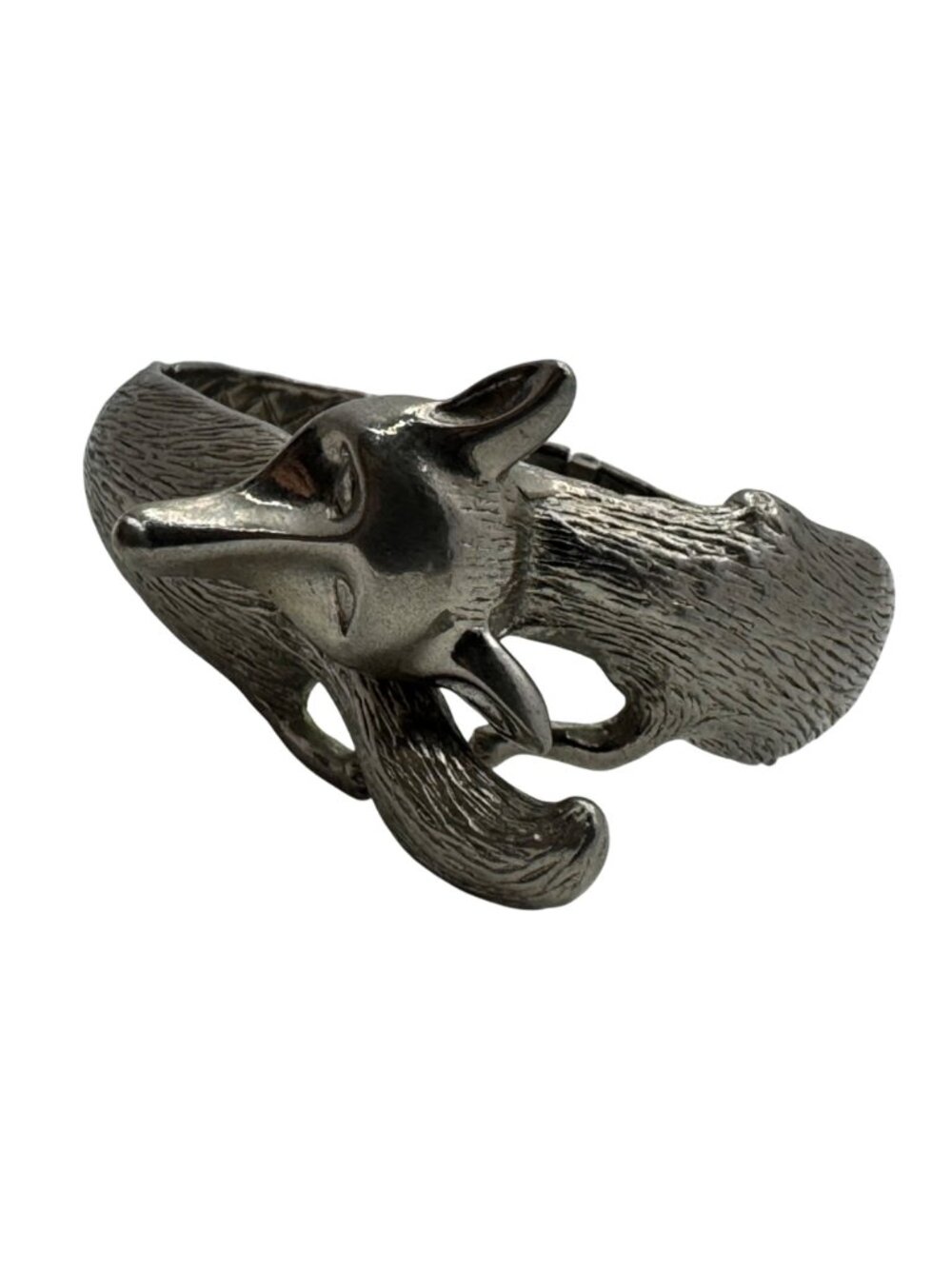 Castlecliff Fox Clamper Bracelet Silver-Tone Cuff Bracelet Animal Statement - Picture 9 of 9